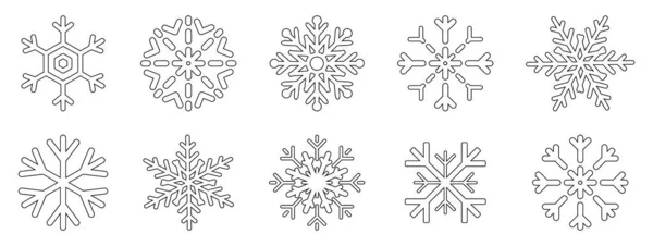 Черные Снежинки Зимние Иконы Векторная Иллюстрация — стоковый вектор