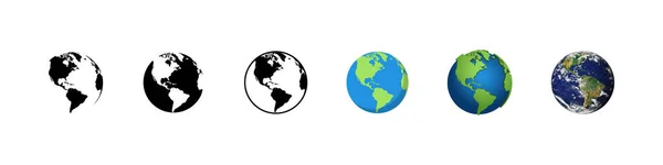 Earth Globe Planet Earth Different Designs Vector Illustration — Stock Vector