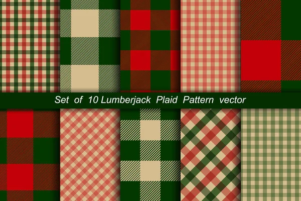 Lumberjack Plaid Pattern Christmas Pattern Lumberjack Plaid Buffalo Check Patterns — Stock Vector