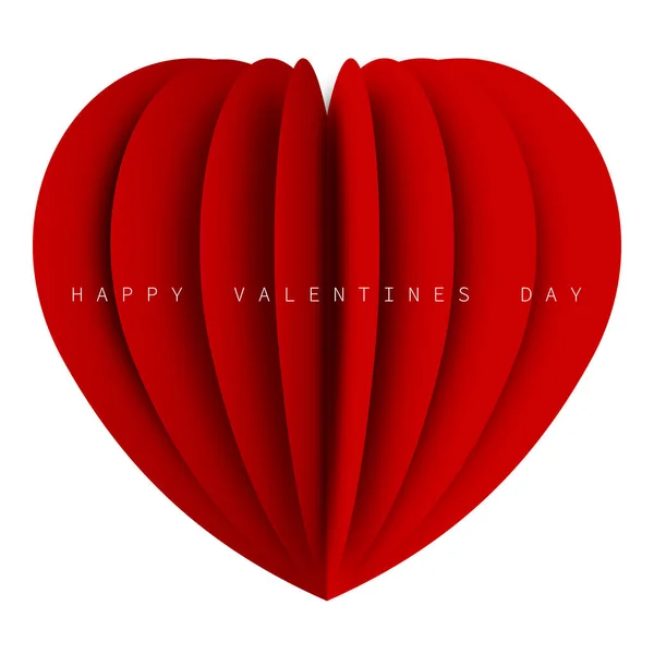 バレンタインデーだ 紙アートデザインにおけるレッドハート 愛の概念 ベクターイラスト — ストックベクタ