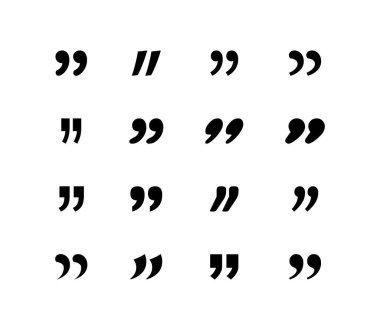 Alıntı. Vektör koleksiyonundan alıntı yapıyor. Alıntılar. Alıntı işareti simgesi. Konuşma işaretleri. Konuşma balonu konuşması için siyah alıntılar. Vektör illüstrasyonu