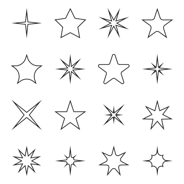 Icônes Vectorielles Étoiles Étoiles Noires Dans Conception Ligne Illustration Vectorielle — Image vectorielle