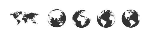 Koleksi Bumi Globe Set Bola Bumi Hitam Dengan Peta Peta - Stok Vektor