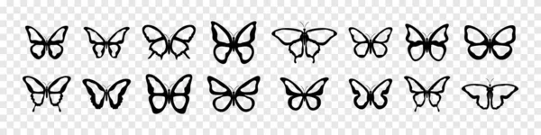 Icônes Vectorielles Papillon Silhouette Papillons Collection Noire Illustration Vectorielle — Image vectorielle