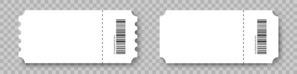 Κουπόνια Λευκό Κουπονιού Mockup Εισιτήριο Barcode Και Σκιά Εικονογράφηση Διανύσματος — Διανυσματικό Αρχείο