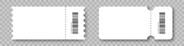 Κουπόνια Λευκό Κουπονιού Mockup Εισιτήριο Barcode Και Σκιά Εικονογράφηση Διανύσματος — Διανυσματικό Αρχείο