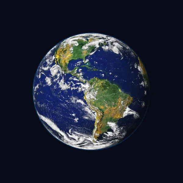 Föld Gömb Föld Bolygó Realisztikus Dizájnban Bolygó Renderelése Vektorillusztráció — Stock Vector
