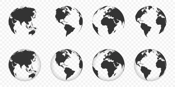 Coleção Globo Terra Mapa Mundo Mapa Terra Forma Globo Ícones — Vetor de Stock