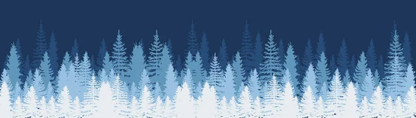 Kerstmis Winter Achtergrond Winter Forest Achtergrond Dennenbomen Boslandschap Dennen Sparren — Stockvector