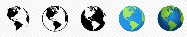 Земной Глобус Земной Глобус Различных Конструкциях Веб Плоский Дизайн Земной — стоковый вектор