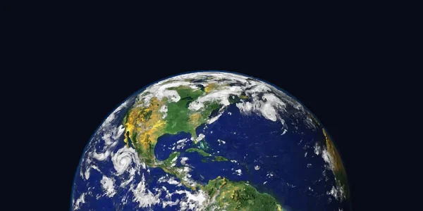 地球球現実的なデザイン 宇宙からの眺め 現実的な惑星地球と世界地図 ベクターイラスト — ストックベクタ