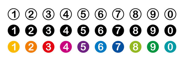 Сбор чисел. Номер в раунде. Красочное число по кругу. Векторная иллюстрация