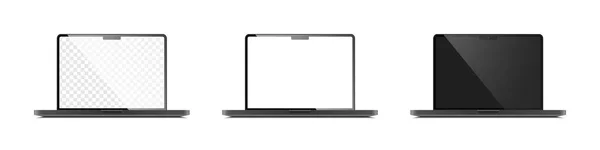 Ноутбук Макет Ноутбука Белым Черным Прозрачным Экраном Макет Ноутбука Векторная — стоковый вектор