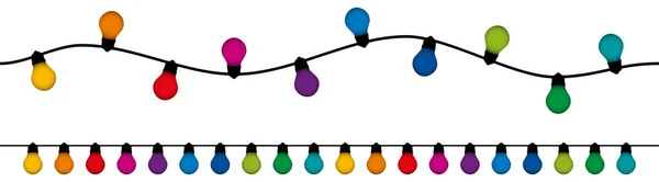 Bombillas Navidad Bombillas Cadena Coloridas Luces Navideñas Guirnalda Colorida Ilustración — Vector de stock