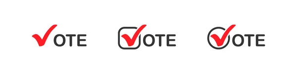Voto Icono Vector Votar Firma Electoral Marca Verificación Voto Logo — Vector de stock