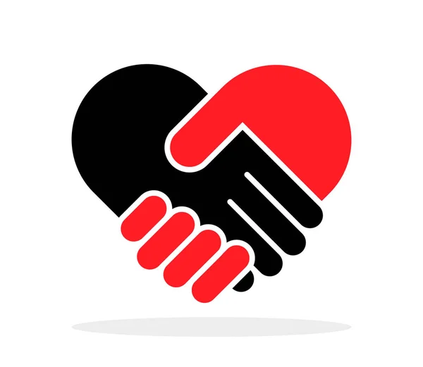 Szív Fekete Piros Színű Kézfogás Szimbólum Alkotó Szív Szerelem Szimbólum — Stock Vector