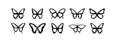 Kelebek. Kelebek vektör simgeleri. Kelebek silueti. Vektör illüstrasyonu