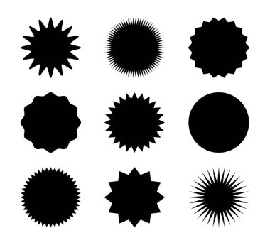 Güneş - vektör simgeleri. Güneş ışınları siyah