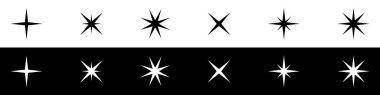 Yıldız. Yıldız vektör simgeleri. Yıldızlar siyah ve beyaz renkler. Yıldız koleksiyonu. Modern düz dizaynlı bir yıldız. Vektör illüstrasyonu