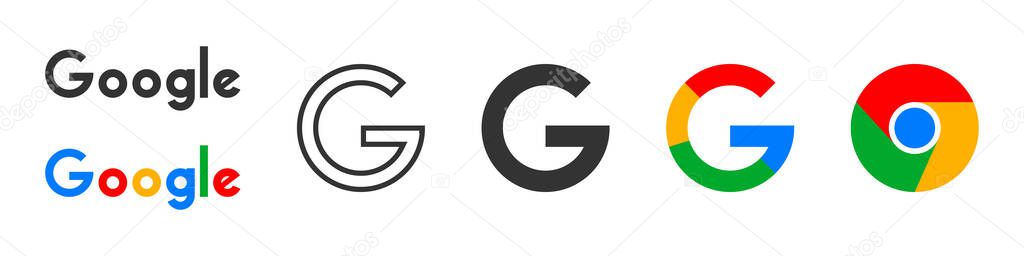 Google logo. Google search bar. Google vector icon. Social media icons