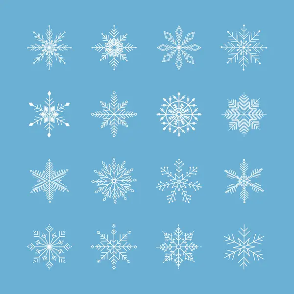 Sneeuwvlokken Vectorpictogrammen Sneeuw Sneeuwvlokken Template Sneeuwvlok Verschillende Vorm Winter Concept — Stockvector