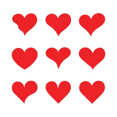 Kalp. Kırmızı Kalpler farklı şekillerde. Valentine Kırmızı Kalp. Aşk sembolü