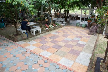 kaldırım taş zemin döşemesi sorunsuz arka planı ve doku