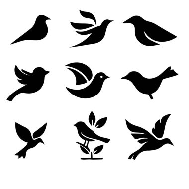 Kuş vektör simgeleri, tasarım projelerini, web sitelerini ve sunumları geliştirmek için mükemmel. Bu çok yönlü küme, grafik tasarımcıları ve çiziciler için önemli bir kaynak haline getirerek, farklı stillerde çeşitli kuş türlerini içerir..