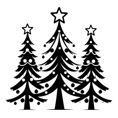 Üç süslü noel ağacı silueti