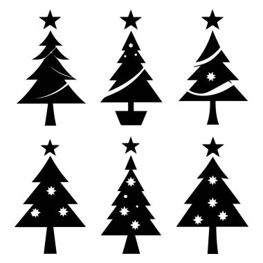 Altı siyah beyaz Noel ağacı simgesi