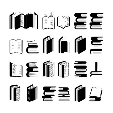 Siyah beyaz kitap illüstrasyonları koleksiyonu