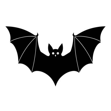 Beyaz arkaplanda basit siyah yarasa silueti