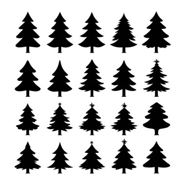 Yirmi noel ağacı silueti koleksiyonu