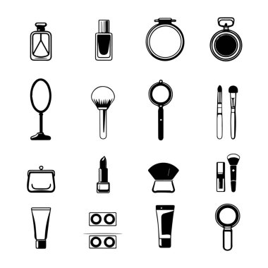 Makyaj simgeleri silueti vektör çizimi