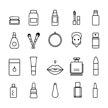 Kozmetik simgeleri siluet seti