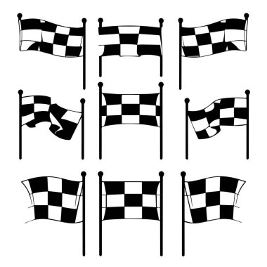 Dokuz işaretli bayrak siluet seti