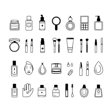 Kozmetik ve makyaj simgeleri silueti