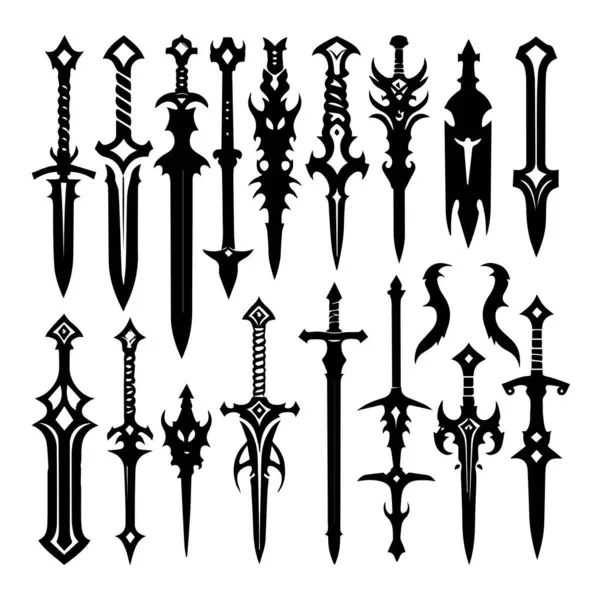 Fantezi kılıç siluetleri koleksiyon silueti tasarımı