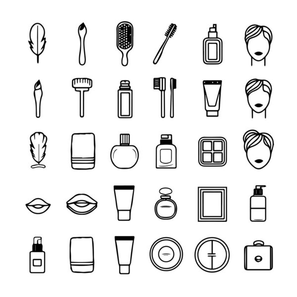 Beauty and cosmetic icons silhouette