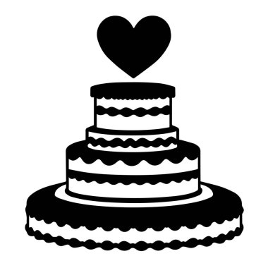 Kalpli üç katlı düğün pastası.