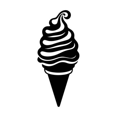 Siyah ve beyaz kıvrımlı yumuşak dondurma külahı