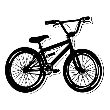 Siyah beyaz bmx bisiklet silueti çizimi