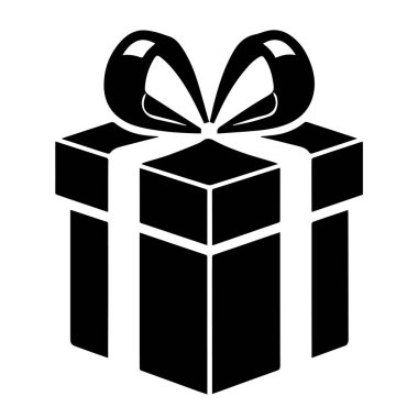 Basit siyah beyaz hediye kutusu simgesi