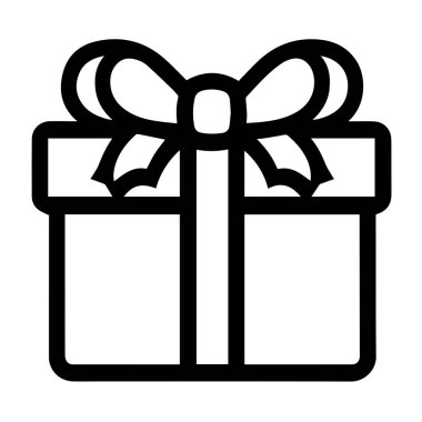 Yayı olan koyu siyah ana hatlı hediye kutusu simgesi