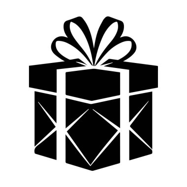 Yaylı siyah beyaz hediye kutusu simgesi