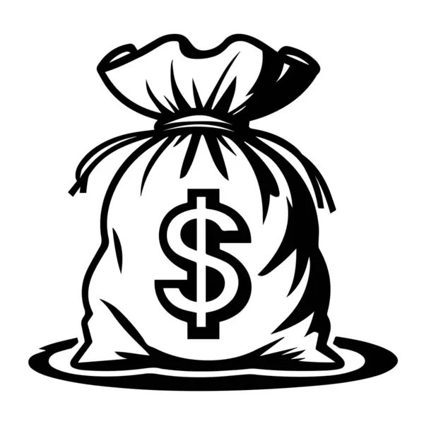 Para çantasının siyah beyaz çizimi