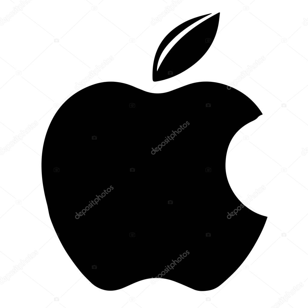 Black and white apple logo silhouette