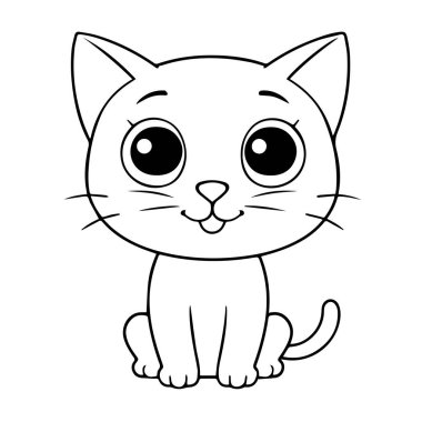 Çizgi film kedisi beyaz arka planda izole edilmiş, sevimli ve dost canlısı bir hayvan