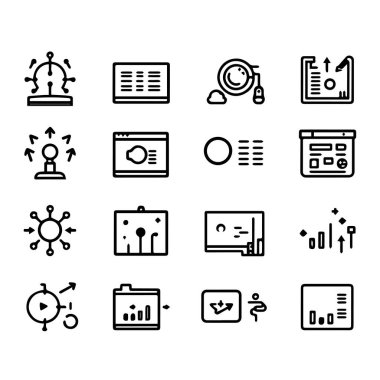 Beyaz arkaplanda izole edilmiş iş ve pazarlama analiz simgeleri