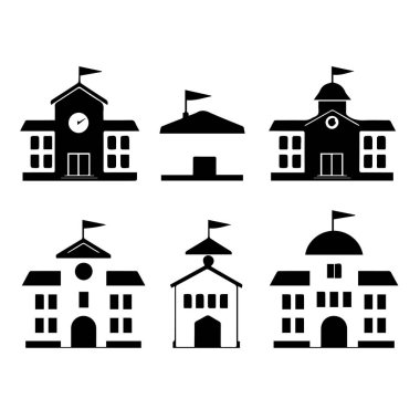 Altı basit siyah okul binası simgesi